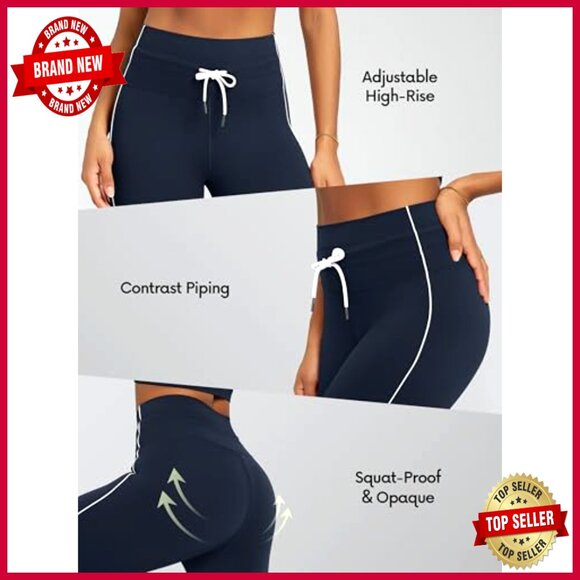 High Waist Workout Leggings with Drawstring, 25" Inseam, Pet Hair Resistant - Picture 5 of 7